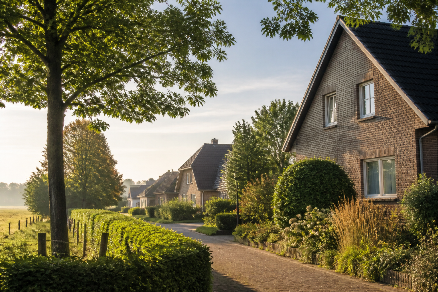 Wohnhaus in grüner Umgebung als Sinnbild für Wohneigentum in Goch